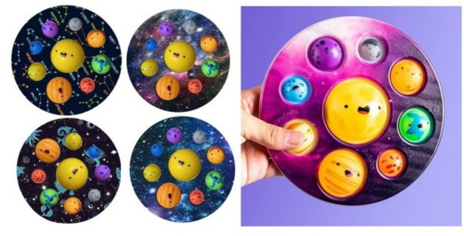 9구 푸쉬팝 버블 우주 4개 해피톡톡 태양계 행성 푸쉬팝 소근육발달 장난감, 1개