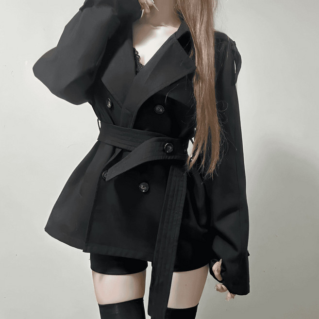 雙排扣短款風衣