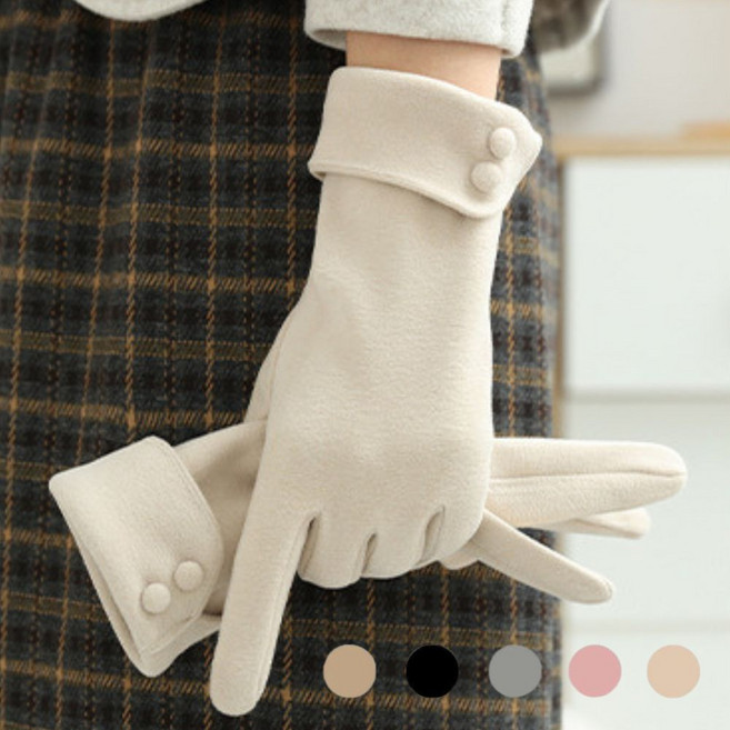 티쯔 벨벳 스판 롤업 스마트터치 방한 겨울 여성장갑