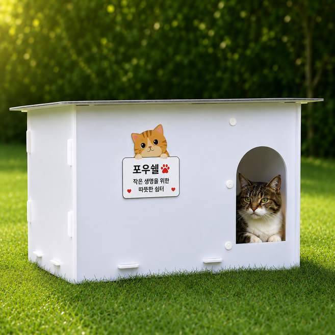 길냥이집 길고양이 야외 겨울집 사계절 여름 하우스 숨숨집, 1개, 아이보리화이트