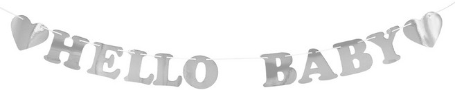 HELLO BABY 가랜드 헬로베이비 아기 홈 파티 베이비샤워, HELLO BABY 가랜드 -실버 (단품)