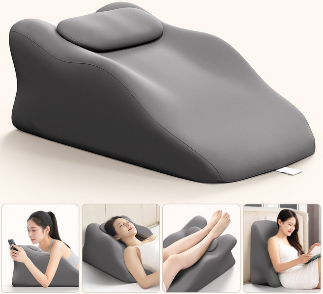 AURURA 침대용 엎드려 자는 베개 등받이쿠션 다리베개 발베개 다기능 쿠션, 1개, 짙은 회색