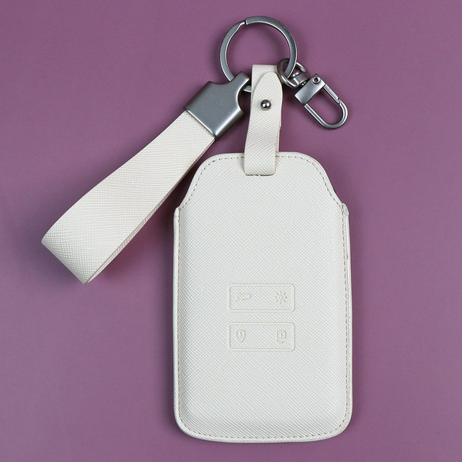 (무료각인)르노 호환 그랑 콜레오스 QM6 SM6 XM3 차키케이스 차키링 키홀더 차량용품, 엔젤크림, 르노 A, 실버(각인무료)