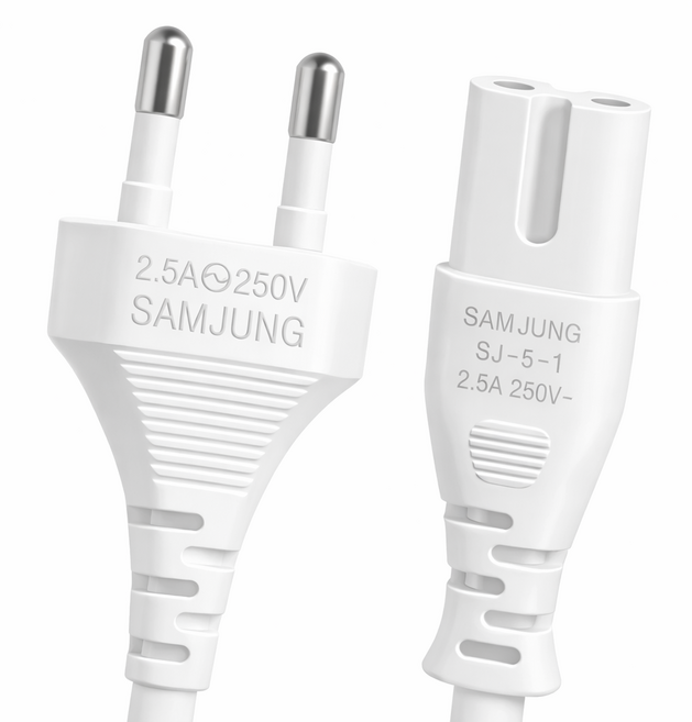 삼정 국산 AC 8자 백색 코드 화이트 전원케이블, 1m, 1개