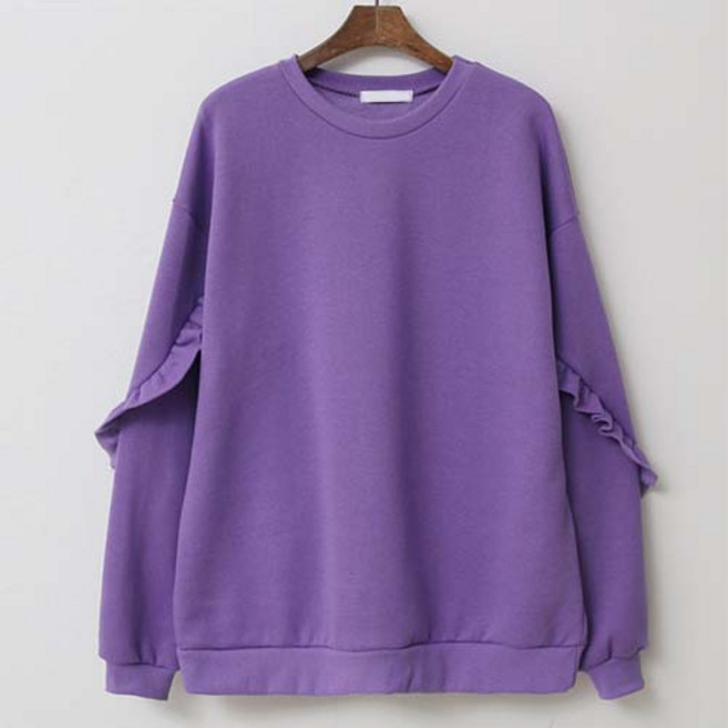 데일로엔 여성용 기모 소매 셔링프릴 맨투맨