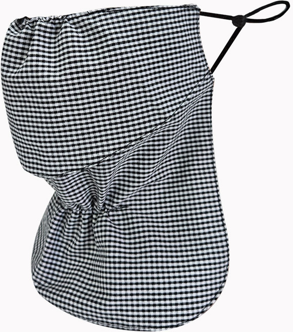 선우 지지미 자외선차단 마스크 3단 자수 체크 꽃무늬 시어서커 발포, 1개, 지지미 체크 블랙