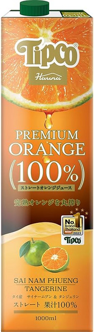 Tipco 프리미엄 오렌지 100% 스트레이트 주스 1L × 12병