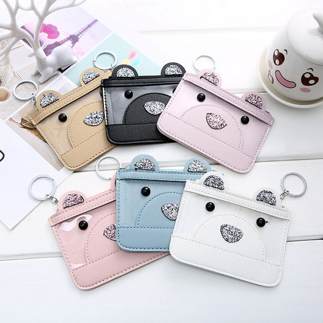 크리에이티브 미니 캐릭터 곰돌이 동전지갑 쇼트 푸 카드 홀더 버스 카드 밥 카드