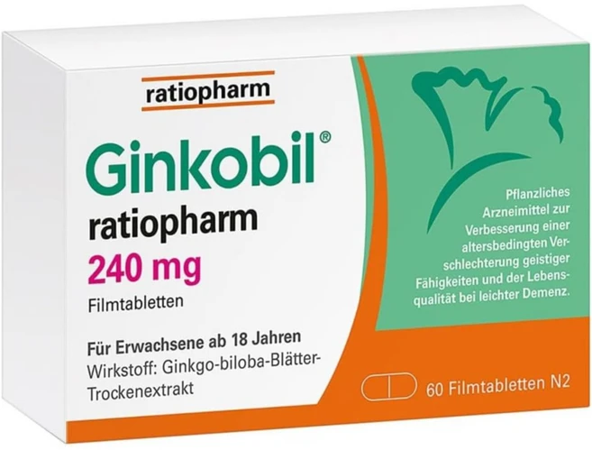 Ginkobil ratiopharm 240mg 60캡슐 은행나무잎 긴코빌, 1개, 60정 - 쿠팡