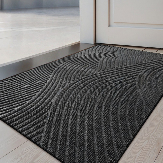 하이븐 갤러리 현관 발매트 미끄럼방지, 물결그레이, 1개