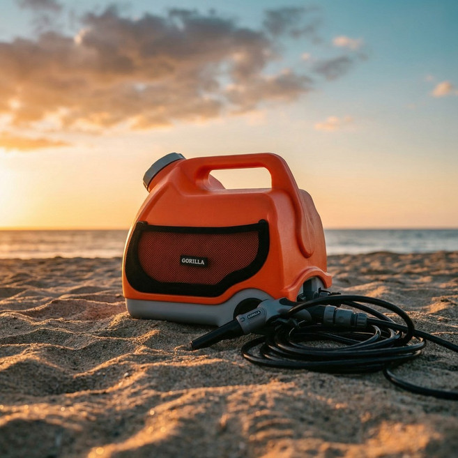 고릴라 휴대용 캠핑 샤워기 15L 세트, 주황색, 1세트