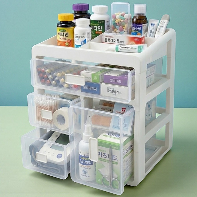 하루잡화 식탁 위 약통 정리함 특대형, 1개, 화이트