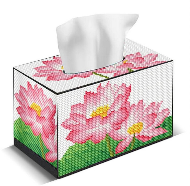 호우맘 보석십자수 휴지케이스 취미 각티슈케이스 집들이선물, 1개, HM-23 연꽃