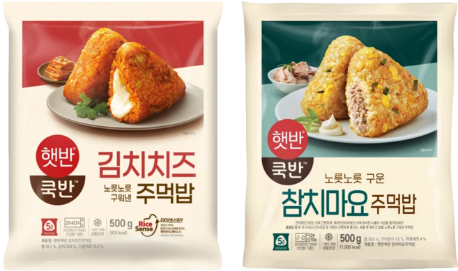 비비고 (CJ 햇반 쿡반) 참치마요 주먹밥 + 김치치즈, 500g, 2개, 1세트
