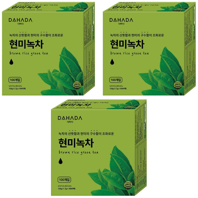 다하다 현미녹차, 1.2g, 100개입, 3개