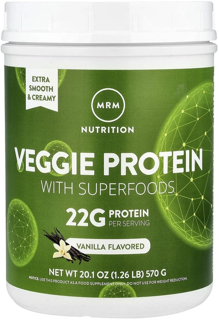 새해 건강을 선물하세요 MRM Nutrition 슈퍼 푸드 함유 식물성 단백질 바닐라 570g(1.26lb) 특별관리진행, 570g, 1 - 쿠팡