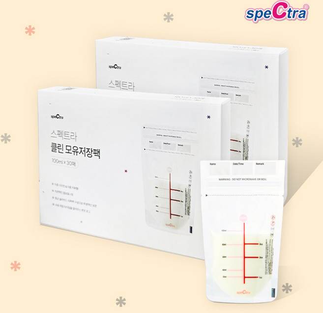 스펙트라 클린 모유저장팩 100ml 30매+30매 항균지퍼팩포함, 1개, 60개입