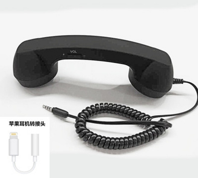 전화 수화기 이어폰 타입 통신기기 레트로 C타입 인싸 핸드폰, 블랙+어댑터