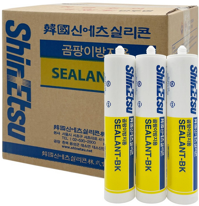 [박스판매] 신에츠 실리콘 BK바이오실리콘 바이오 욕실용 주방용 욕실 실리콘, 1세트, 백색_1BOX