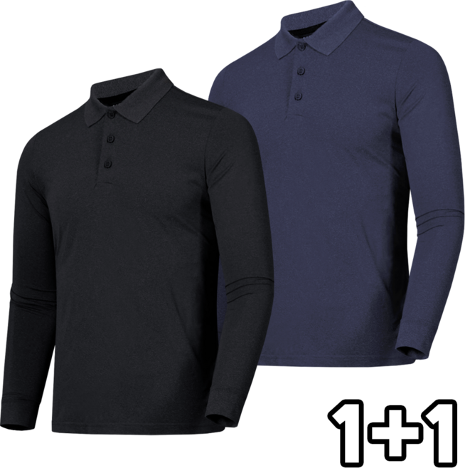 늑대와여우 [1+1] 원플러스원 남성 긴팔카라티 쿨론 작업복 일상복 근무복 단체 빅사이즈