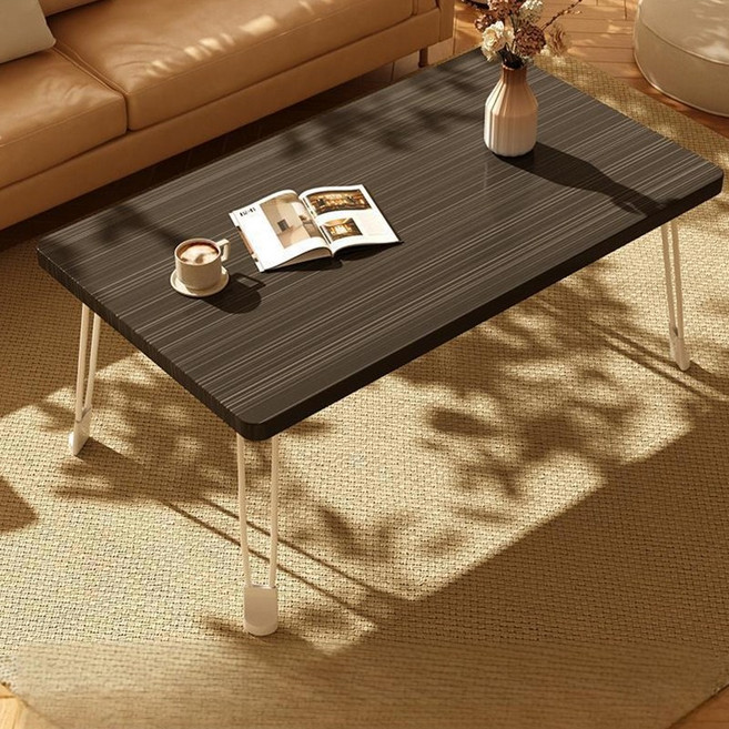 Veralool 거실 접이식 테이블 다용도상 침대 베드 테이블 좌식 책상 가정용 직사각형 식탁70*50*35cm, 블랙