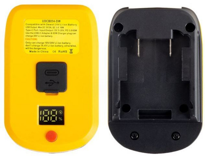 UDCB094-MK 牧田 18V 鋰電池 USB 輸出轉換器 PD 3.0 65W, 1個, USB數顯轉換器-得偉款(不含電池)