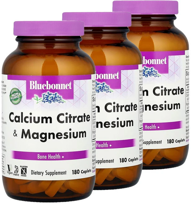 블루보넷 뉴트리션 칼슘 시트레이트 플러스 마그네슘 캐블렛, 180정, 3개 - 쿠팡