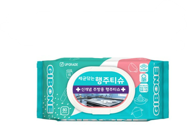 기본에 세균닦는 행주 티슈 캡형, 4개, 80개입