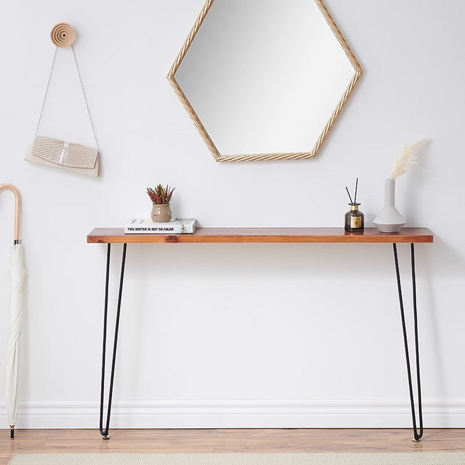 현관콘솔테이블 엔틱철제 복도 콘솔테이블 거실 장식장 높은 좁은콘솔테이블, 목색(60*20*80cm)