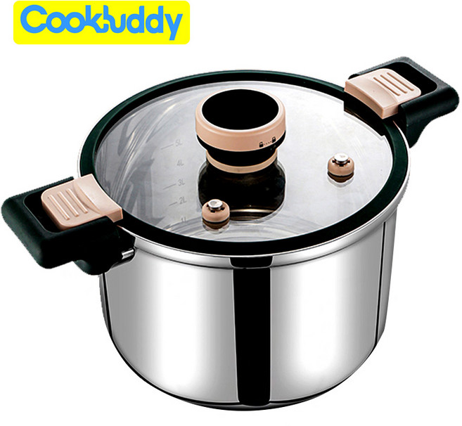 CookBuddy 저압냄비 304스텐 인덕션 압력솥, 1개, 실버, 6L