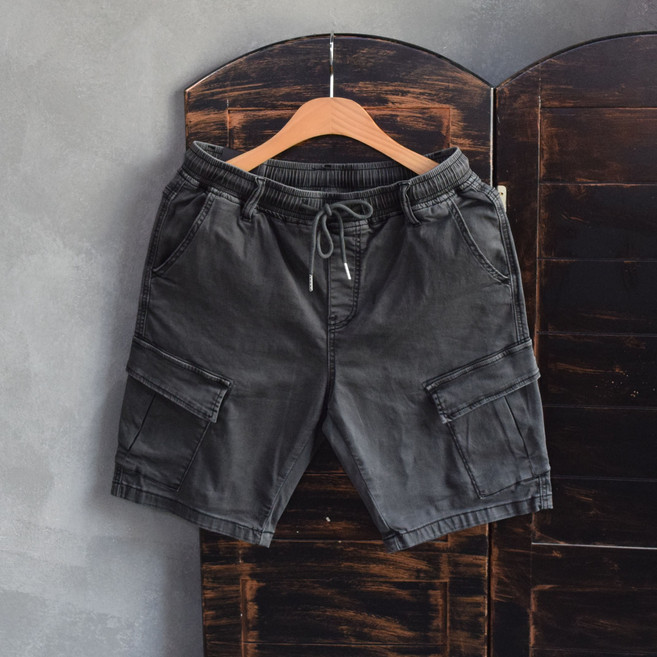 헬보이 3컬러 남자 사선카고 면 스판 밴딩 4부 반바지