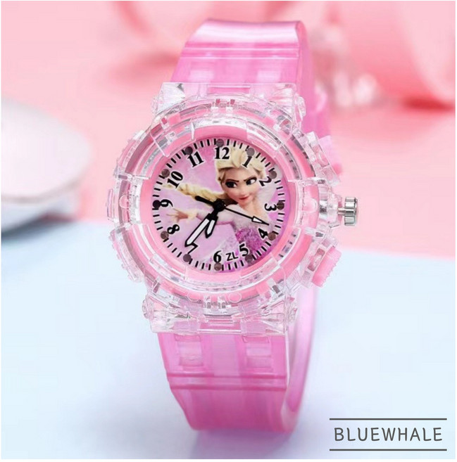 (국내배송 당일출고) 반짝반짝 겨울왕국 캐릭터 시계 LED 손목시계 엘사 블루 핑크 초등용 아동용 입학 졸업 생일 선물 (선물추천)