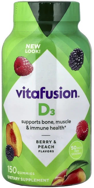 VitaFusion 비타민D3 복숭아 & 베리 구미젤리 150개, VitaFusion비타민D3복숭아베리구미젤리150개 - 쿠팡