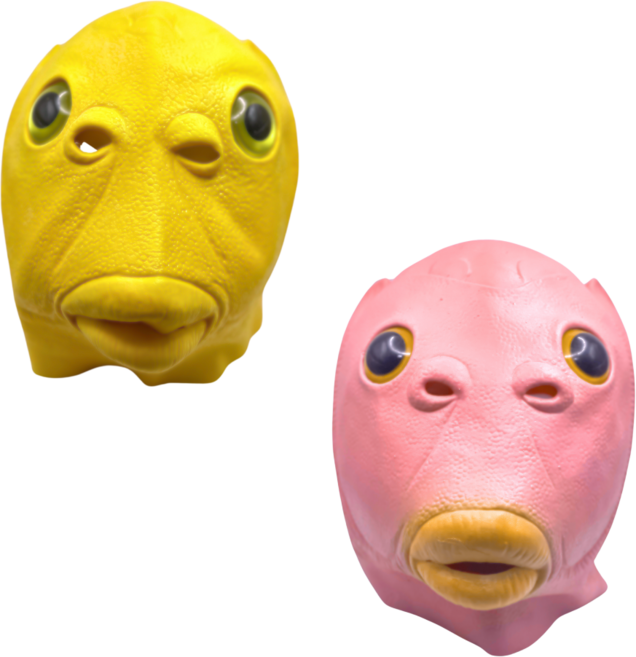 티스메아 외계인 가면 물고기 할로윈 파티, 2개, 옐로우+핑크