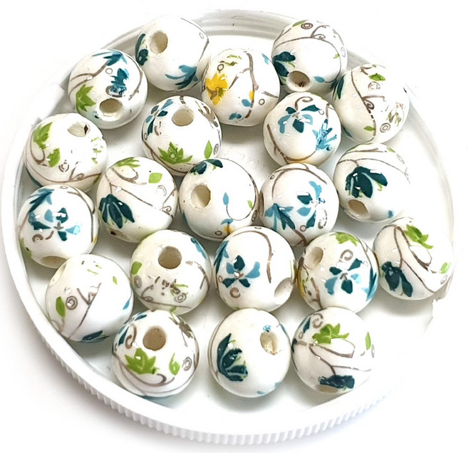 ALL 원석알 10mm 세라믹 팔찌원석 한팩 20알 컬러선택, 그린잎