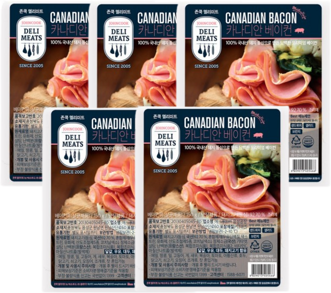 존쿡델리미트 카나디안베이컨 150g X 5개
