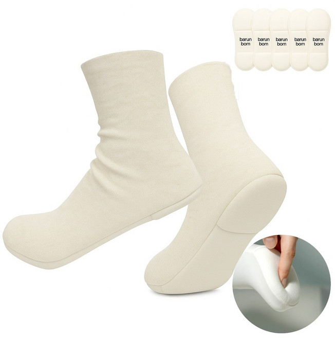 바른본 족저근막염 기모 1cm 쿠션 양말 중목형 5켤레