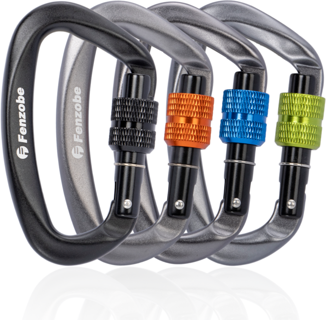 12kN 헤비듀티 D형 잠금 카라비너 후크 열쇠고리배낭 반려동물용 (2팩), 2개, 검은색