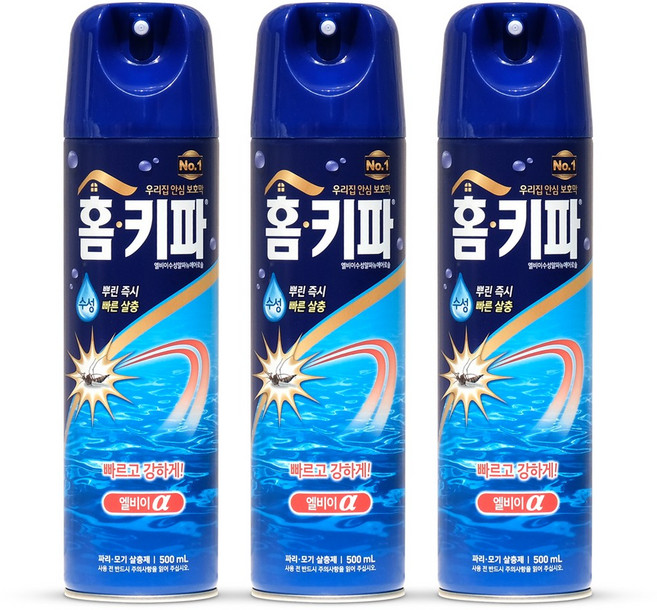 홈키파 수성 알파 에어졸, 3개, 500ml