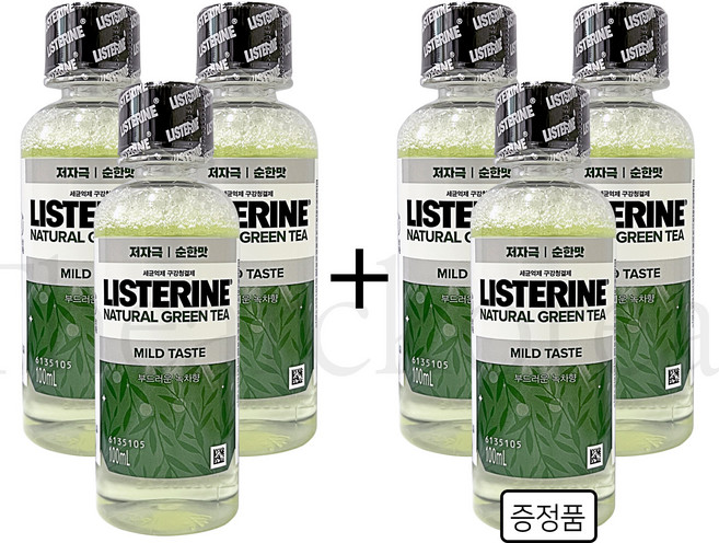 리스테린 내추럴 그린티 마일드 구강청결제, 100ml, 6개
