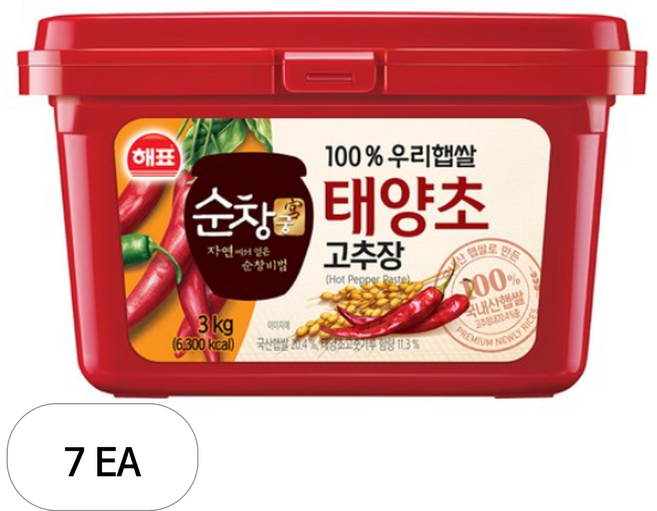 순창궁 우리햅쌀 태양초 고추장, 3kg, 7개
