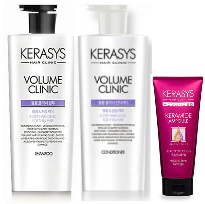 케라시스 볼륨 클리닉 샴푸+린스(750ml)+ 열손상 트리트먼트(200ml) 1세트, 1개
