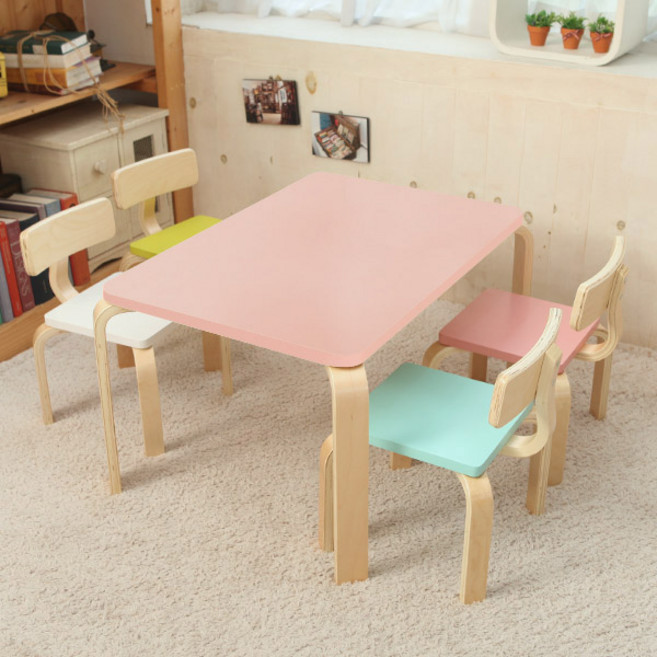 일루일루 프로스 어린이 가구 시리즈, 책상 핑크1개, 1세트, 프로스 책상 세트 스퀘어형 의자 민트2개