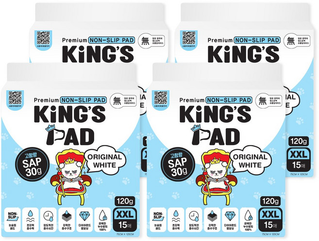 킹스패드 오리지날 배변패드 3초흡수, 4개, 15개입