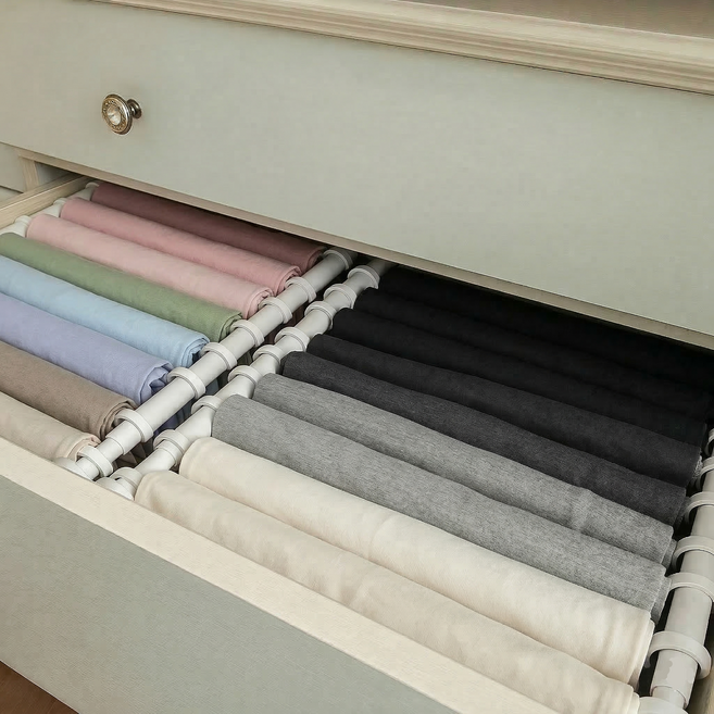 코랄나인 디오거나이저 옷정리 서랍장 세트 옷걸이판 10p + 압축봉 2p, 화이트, 2세트