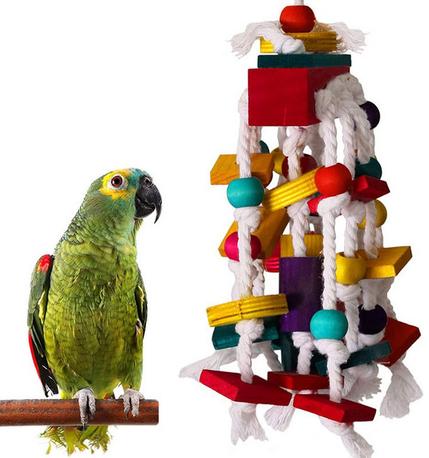 파르고 무독성 네추럴 우드 앵무새 장난감, 1개, 단색