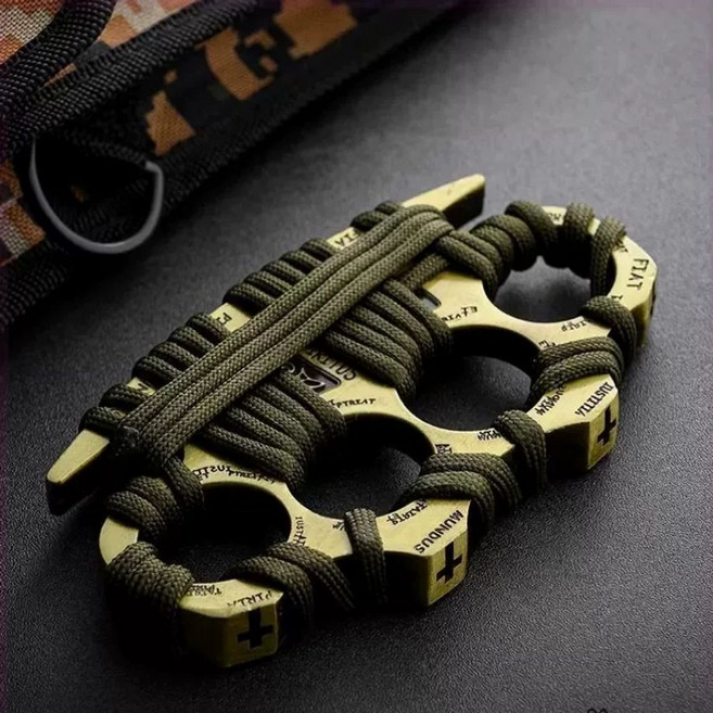 티타늄 너클 주먹 긴급 방어 탈출 청색 차량 호랑이 청동색 호신무기, 1개, G. 두꺼워진 악령 청동 묶는 밧줄