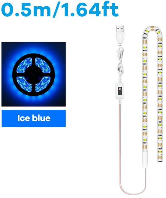 풀스펙트럼 성장용 LED 조명 USB 5V 식물 보조등 바 수경재배 온실 케이스 램프 유도 스위치, 06 0.5M-Ice Blue, 02 IP65 Waterproof