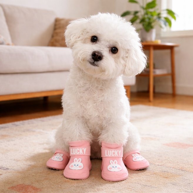 강아지 방수 신발 실리콘 애견 레인부츠 미끄럼방지 반려견 장화 산책용 발보호, 4개, 핑크색