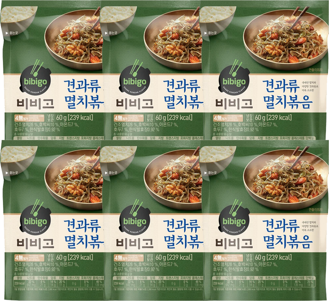 비비고 견과류 멸치볶음 60g 6팩, 6개